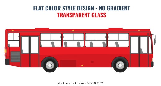 City Public Bus For Advertisement Template. Isolated Vector Illustration With Flat Color Style Design.