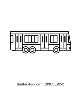 City public bus icon. Coach shuttle isolated on white background. Route tourist autobus in minimalist line art design.