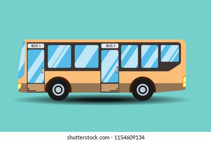 City public transport services transit bus. Vector illustration in flat design. Side view