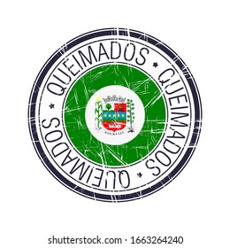 Ciudad de Queimados, sello postal de caucho de Brasil, objeto vectorial sobre fondo blanco