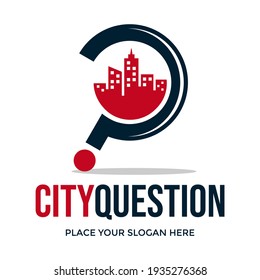 City question vector logo template. This design use building symbol. Suitable for business or quiz.