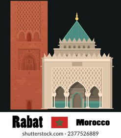 la ciudad de Rabat en Marruecos Concepto de viajes de negocios y turismo con monumento histórico. Imagen para presentación, banner, cartel y sitio web.