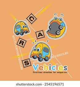 city racing car collection, cartoon vector illustration