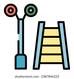 City railroad icon outline vector. Barrier gate. Crossing signal color flat