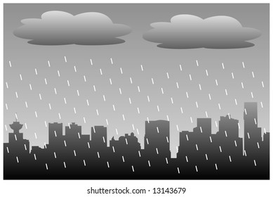 city in the rain