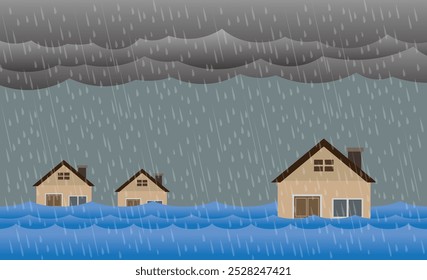 ​ de la ciudad​Inundaciones, lluvias y tormentas, diseño del Vector