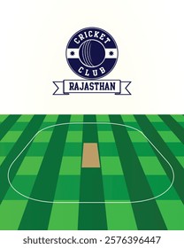 City of Rajasthan, India Cricket green field, Vector Illustration Abstract Editable image