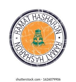 City of Ramat HaSharon, Israel postal rubber stamp, vector object over white background