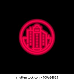 City red glowing neon ui ux icon. Glowing sign logo vector