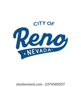 City of Reno lettering design. Reno, Nevada typography design. Vector and illustration.