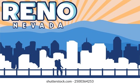 city ​​of reno nevada united states with sky background