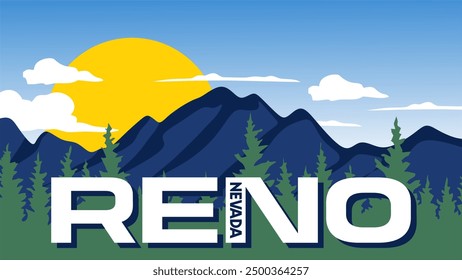 city ​​of reno nevada united states with sky background