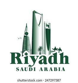 City of Riyadh Saudi Arabia Famous Buildings. Editable Vector Illustration