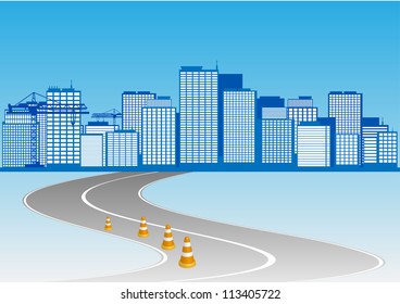 City with road