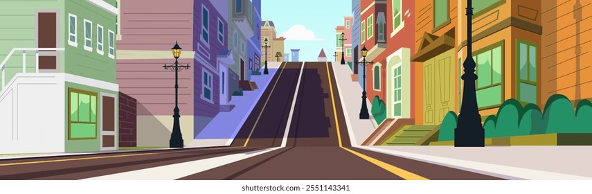 Cidade Estrada Fundo Vetor, Rua, desenho animado centro da estrada, estrada à beira da estrada prédios fundo