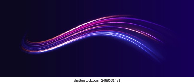 City road car light trails motion background. Illustration of light ray, stripe line with blue light, speed motion background	