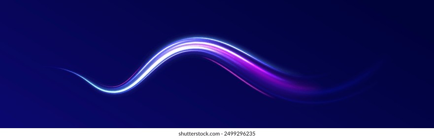 City road car light trails motion background. Illustration of light ray, stripe line with blue light, speed motion background.