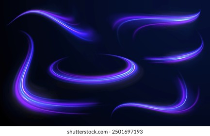 City road car light trails motion background. Illustration of light ray, stripe line with blue light, speed motion background.