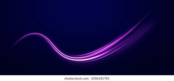 City road car light trails motion background. Illustration of light ray, stripe line with blue light, speed motion background.