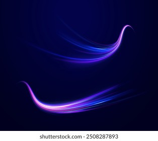City road car light trails motion background. Illustration of light ray, stripe line with blue light, speed motion background.