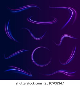 City road car light trails motion background. Illustration of light ray, stripe line with blue light, speed motion background.