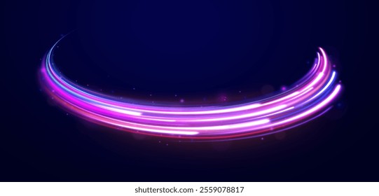 City road car light trails motion background. Electric car and city concept Hitech communication concept innovation background. Expressway, car headlight effect. Speed connection vector background.