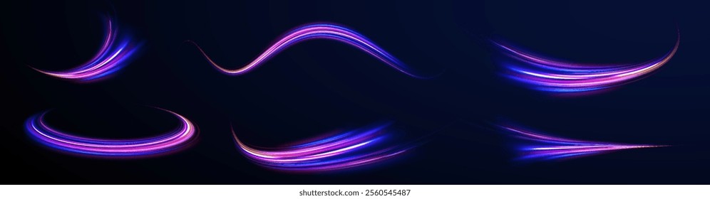 City road car light trails motion background. Electric car and city concept Hitech communication concept innovation background. Expressway, car headlight effect. Speed connection vector background.