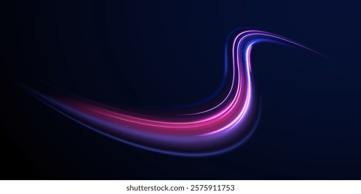 City road car light trails motion background. Electric car and city concept Hitech communication concept innovation background. Expressway, car headlight effect. Speed connection vector background.