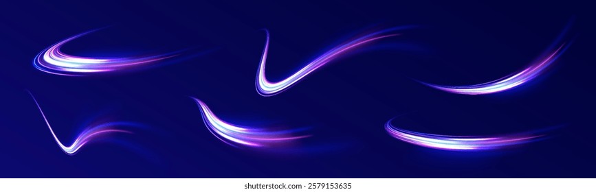 City road car light trails motion background. Electric car and city concept Hitech communication concept innovation background. Expressway, car headlight effect. Speed connection vector background.