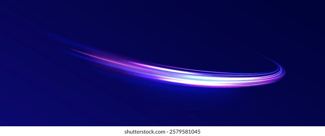 City road car light trails motion background. Electric car and city concept Hitech communication concept innovation background. Expressway, car headlight effect. Speed connection vector background.