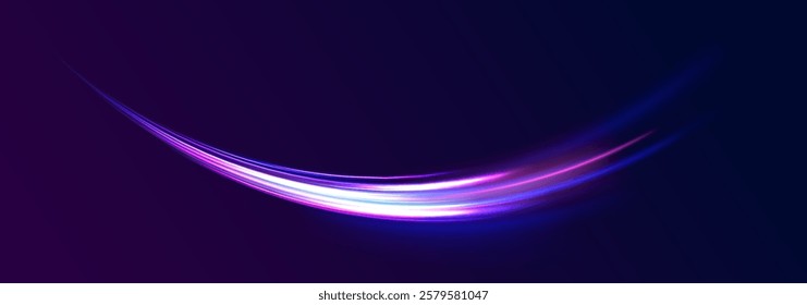 City road car light trails motion background. Electric car and city concept Hitech communication concept innovation background. Expressway, car headlight effect. Speed connection vector background.