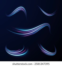 City road car light trails motion background. Electric car and city concept Hitech communication concept innovation background. Expressway, car headlight effect. Speed connection vector background.