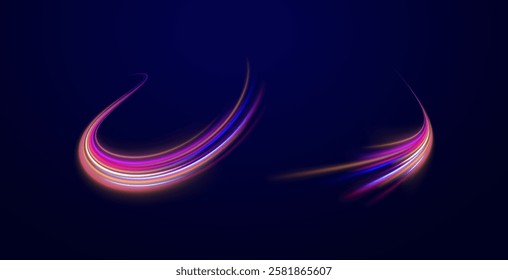 City road car light trails motion background. Electric car and city concept Hitech communication concept innovation background. Expressway, car headlight effect. Speed connection vector background.