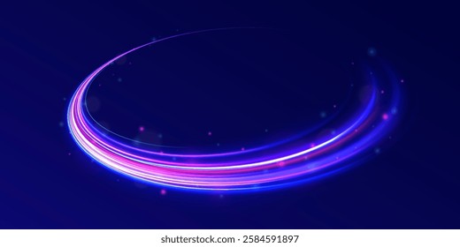 City road car light trails motion background. Electric car and city concept Hitech communication concept innovation background. Expressway, car headlight effect. Speed connection vector background.