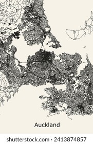 City Road Map OF Auckland, New Zealand