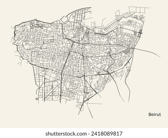 City road map of Beirut Lebanon
