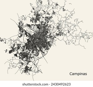 Mapa de carreteras de Campinas, Estado de São Paulo, Brasil