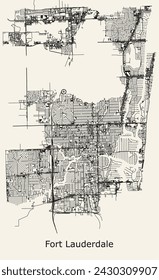 City road map of Fort Lauderdale, Florida, USA