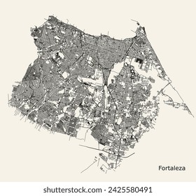 Mapa de la ciudad de Fortaleza, Estado de Ceara, Brasil