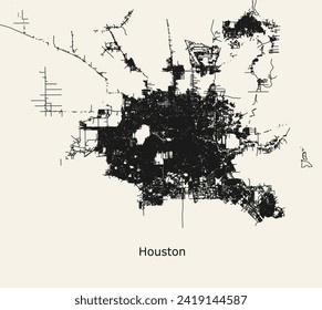 City road map of Houston, Texas, USA