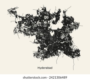 City road map of Hyderabad, Telangana, India