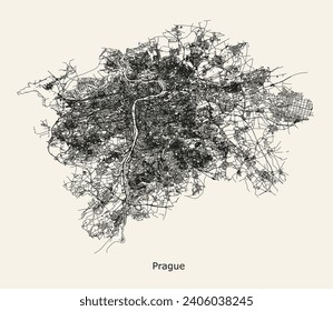 City road map of Prague, Czechia