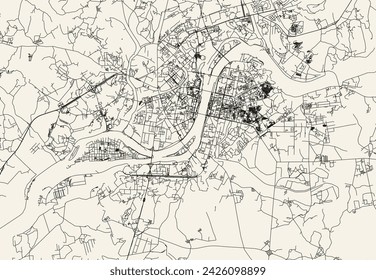 City road map of Pyongyang, North Korea