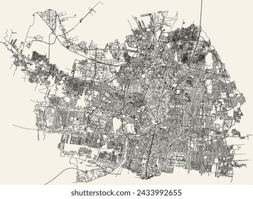 City road map of Surabaya, East Java, Indonesia