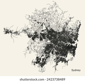 City road map of Sydney, Australia