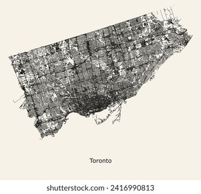 City road map of Toronto, Ontario, Canada