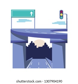 city road with traffic signal scene icon