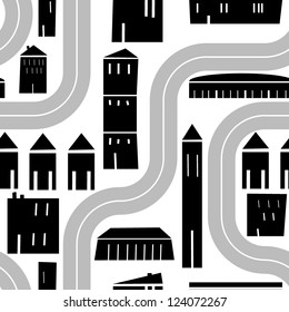 City road travel vector pattern