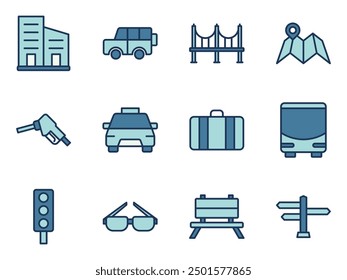 city road trip icon symbol vector template collection