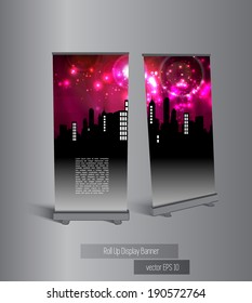 City roll up banner display, vector